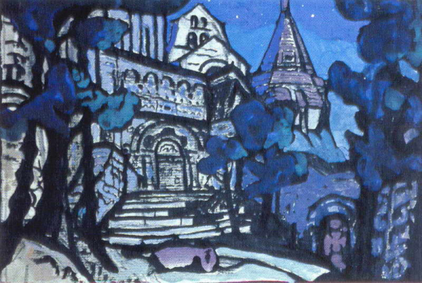 Рерих Н. К. Замок Короля Марка, Тристан и Изольда (для оперы Зимина, 1912, не поставлено)